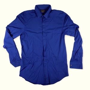 Men’s Zara Man Long Sleeve Button Down Blue Shirt Size Large 42 Slim Fit